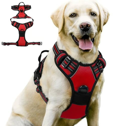 MEIION TrueSafe Anti Zieh Hundegeschirr für Mittelgroße und Große Hunde, Anti-Zug Brustgeschirr, Verstellbar, No Pull Atmungsaktiv mit Reflexstreifen, Sicheres Hundegeschirr