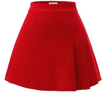 Meetjen veckade kjolar för kvinnor mini elastisk hög midja 2025 A Line Skort School Cheerleader flickor uniform skater-kjol, Röd, XL