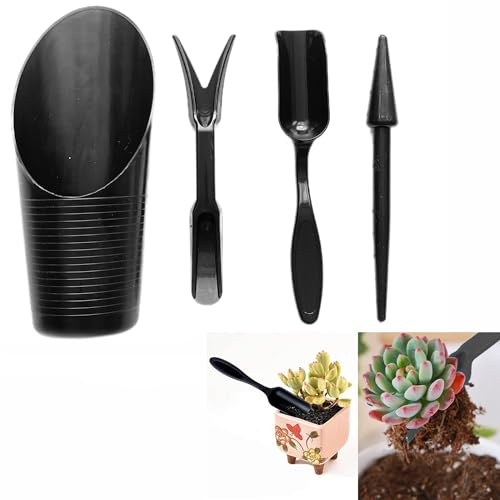 Syiyunran Ayuda Plantar Herramientas De Plantación Plantador Bulbos Flores Herramienta - Juego 4 Piezas, Negro, para Jardineria Cortador Hoyos y Plantones Manual Hortalizas Ahoyadora