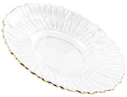 iplusmile Sottobicchiere in Vetro Trasparente con Dorato Sottopiatto per Tazze da Tè Piatto Piccolo Versatile per Snack e Cerimonia del Tè Design Minimalista