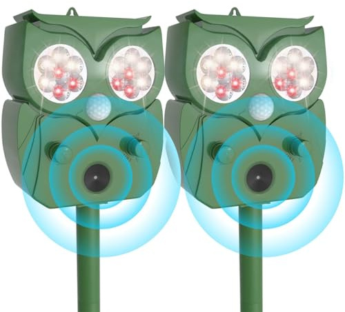 Katzenschreck Ultraschall 2 Stück, Katzenschreck für Garten, Wasserdicht IP65, zur Vertreibung von streunenden,Ameisen,Fliegen,Spinnen Katzen und Anderen Tieren