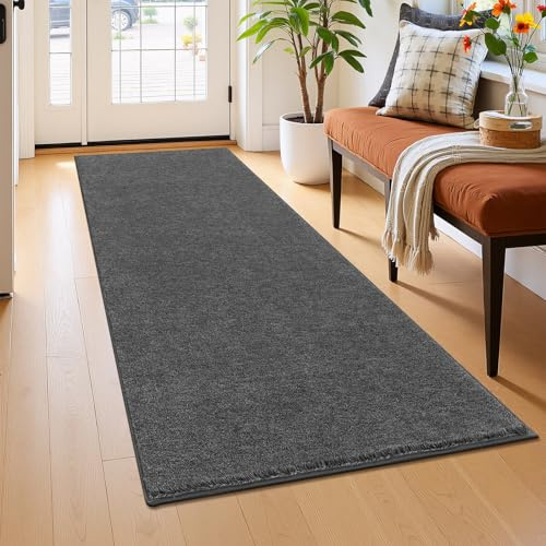 Enyhom Läufer Flur 80 x 150cm Flauschig Weich, Teppich Läufer Waschbar Langer Küchenläufer rutschfest Hochwertig Bettvorleger Schlafzimmer für Flur Waschküche, Schwarz&Weiß