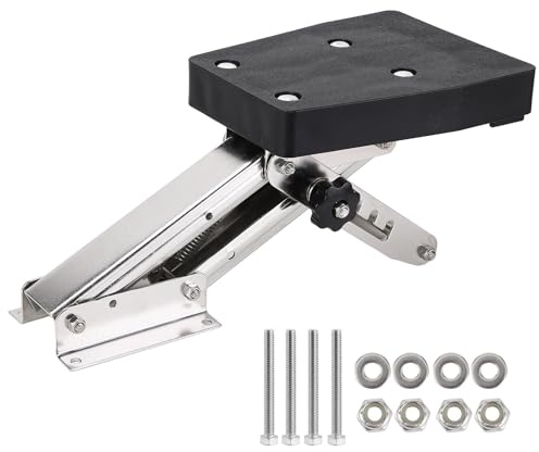 Tissting Bootsmotor Halterung Bracket Edelstahl 25PS 50kg für 2 Takt Außenbordmotor, universelle Motorhalterung für Außenborder mit 5 verstellbaren Positionen und Federunterstützun