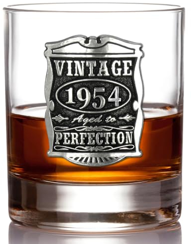 English Pewter Company Vintage Years 1955 70th Birthday or Anniversary Whisky Glass Tumbler - Unique Gift Idea for Men [VIN001]