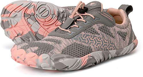 JOOMRA Women's Minimalist Trail Running Barefoot Shoes | Wide Toe Box | Zero Drop, W20 | Pink Grey, 9-9.5