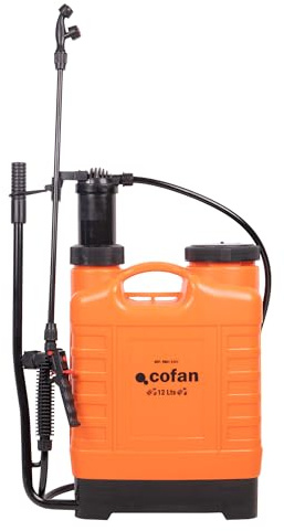 Cofan Pulverizador de Espalda Manual 12L Profesional, con Lanza 50 cm y 3 Boquillas, Presión 3 Bares, Ergonómico, Ligero y Resistente
