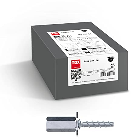 TOX Schraubanker Sumo Max 1 IM 6x35 mm, mit Innengewinde M8/M10, Stahl verzinkt, bauaufsichtlich zugelassen für die Mehrfachbefestigung von nicht tragenden Bauteilen, 50 Stück, 041101701