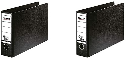 Original Falken Ordner Sonderformat Hartpappe. Made in Germany. 8 cm breit DIN A4 quer schwarz Ringordner Aktenordner Briefordner Büroordner Pappordner Schlitzordner Blauer Engel (Packung mit 2)