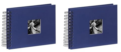 Hama Fotoalbum 24x17 cm (Spiral-Album mit 50 schwarzen Seiten, Fotobuch mit Pergamin-Trennblättern, Album zum Einkleben und Selbstgestalten) blau (Packung mit 2)