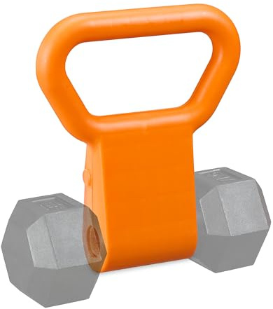 Relaxdays Adattatore Kettlebell Grip, Supporto per Manubri Fino a 50 kg, Attrezzi Bodybuilding, in Plastica, Arancione