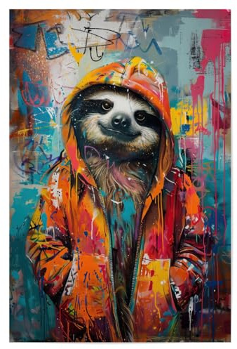 artboxONE Poster 30x20 cm Tiere Faultier Grafitti hochwertiger Design Kunstdruck - Bild faultier Grafitti Hoddie