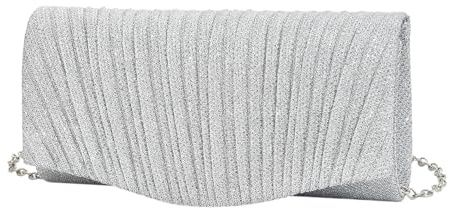 Gkaopi Kettentasche,Clutch Damen Eleganten Glänzende Pailletten Abendtaschen mit Abnehmbarer Kette Envelope Tasche Schultertaschen Brauttasche Abendtasche für Hochzeit Party Freizeit Date (Silber)