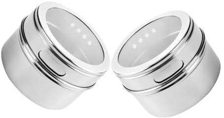 Cabilock 2 Pièces Bols D'assaisonnement Support à Condiments Extérieur Pots De De Condiment Pot à Condiments En Acier Inoxydable Sucre Bac à Sel Pots D'épices Aimant Silver