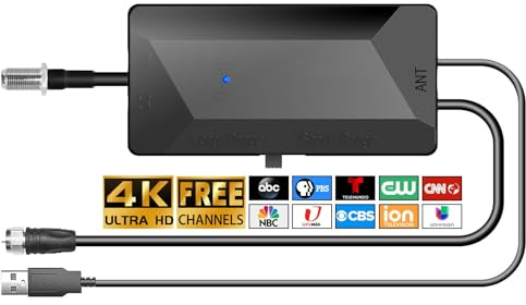 TV Antenna Amplifier, 25dB High Gain Signal Booster for Digital TV Antenna Indoor Outdoor, Low Noise and Clears Up Pixelated Amplifier, Adjustable Reception Range, USB Cable Power Supply (Black)