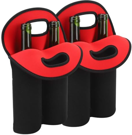 2PCS Wine Carrier Tote Bag, Winebottle Protective Cover Insulated Neoprene Wine/Water Bottle Holder Carrier Bag with 2 Bottle for Travel Picnic
