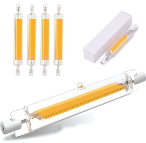 R7S Bulb 118mm LED Dimmable 30W, Light Bulb Linear 30W R7S Equivalent to 300W Halogen Lamp, Warm White 3000K, 3000LM, 360 Degree for Floodlight, Wall Lamp,Warm White 4Pcs,78mm 15W