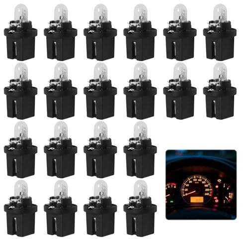 MERQUU Ampoule Tableau De Bord Voiture, 20 Pièces 12V2W Ampoule Compteur pour Twingo, Am poule T5 Jaune Clair, Am poule T5 Led pour Voiture, Moto Remplacement Éclairage Compteur Vitesse Jauge Cluster