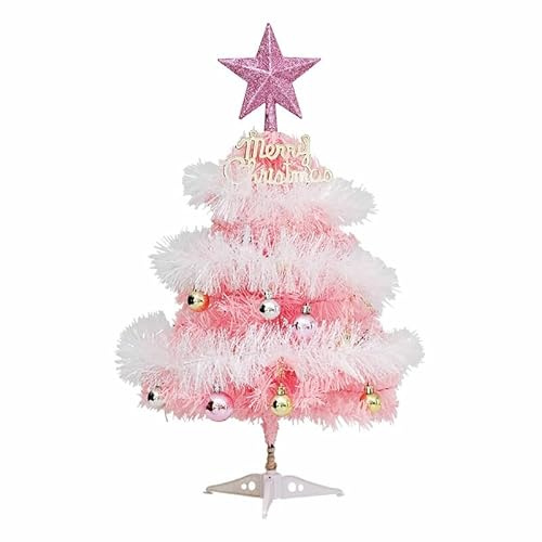 PUZYI Decoraciones Árbol de Navidad pequeño Rosa de 1,5/2 pies, árbol de Navidad Artificial, Adornos pequeños for Escritorio, Decoraciones, Suministros navideños Invierno(No Light,60cm)