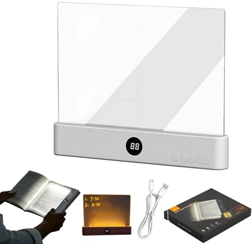 Smart Flat Book Light,Rechargeable LED Clear Full Page Reading Light,Dimmable Book Lights Doodleable Panel Plate Lamp with 3 Colors & Timer,Student Reading Lamp Book Light Gifts for Readers Women Men