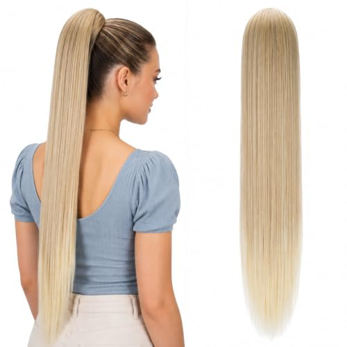 CAISHA 70cm Clip On Haarteil Zopf Pferdeschwanz Hellblond H161