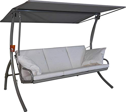 Angerer Freizeitmöbel GmbH Hollywoodschaukel Elegance Sun - Gartenschaukel Made in Germany - Schaukel zum Sitzen, Liegen und Entspannen - inklusive Bett-Funktion - einfache Montage (Beige)