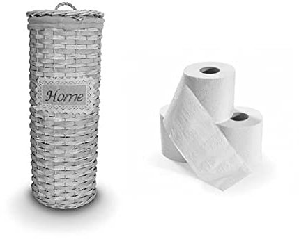 Cesto Multiuso Porta Rotolo Carta Igienica intrecciato vimini con Coperchio