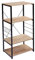 WOLTU Étagère de Cuisine Étagère de Micro-Ondes en métal et Bois à 4 Niveaux,Environ 60 x 40 x 123,5 cm,Noir + chêne Clair