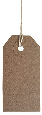 Swift Strung Tags Brown Reinforced Card Clothing Parcel Label String Hanging Gift Swing Tickets Kraft Hang Price Labelling 70mm x 35mm (Pack of 100)