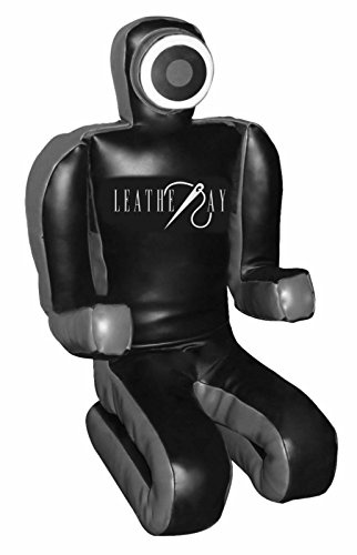 LEATHERAY MMA Jiu Jitsu Grappling Dummy Judo Punching Bag,Brazilian Jiu Jitsu Wrestling Grappling BJJ Dummy Black Synthetic Leather-70 inches-Unfilled
