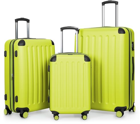 HAUPTSTADTKOFFER - Spree - Juego de 3 Maletas rígidas, Trolley expandible, Equipaje de Viaje, 4 Ruedas Dobles, TSA, (S,M y L), Helecho