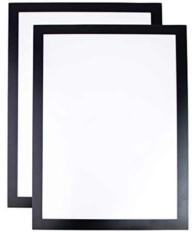 Extiff Cadre d'affichage Magnétique Simple pour documents A4 - Contour Adhésif - Lot de 2 (Noir)