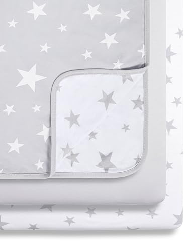 Snüz Juego de Ropa de Cama para Cuna de 3 Piezas, 100% algodón Jersey, Manta y sábanas para Cuna Gris y Blanco