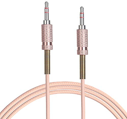 ENUODA 3.5mm Nylon Braided Aux Cable, Audio Auxiliary Input Adapter Male to Male Compatible with Headphones, Smartphones, Home/Car Audio Systems, Speakers,Echo & More,3FT,Pink