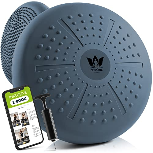 ZenOne Sports® Balance Kissen I Ballsitzkissen für Koordinations- & Rückentraining I Orthopädisches Sitzkissen I Luftkissen für Fitnesstraining inkl. Pumpe & Workout-Guide I Balancekissen