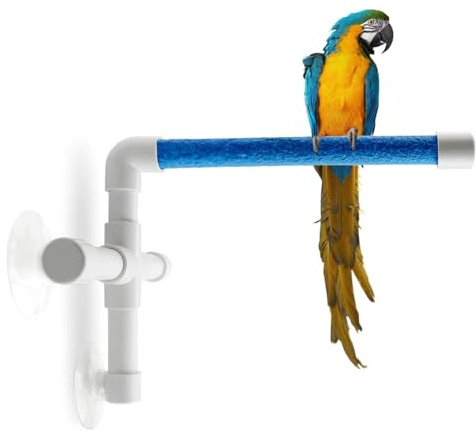 CZWESTC Bird Shower Perch with Suction Cup, Parrot Window Perch Stand, Parakeet Bath Wall Rack for Parrot Parakeet Conure Cockatiel