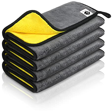 Ganzoo Mikrofasertücher, Mikrofaser-Reinigungstücher, Premium-Mikrofasertuch, Auto-Polier-Mikrofasertuch, 30x40 cm, Trockentücher, Auto-Pflege, GSM 800, extrem saugstark, 4er Set Microfasertuch