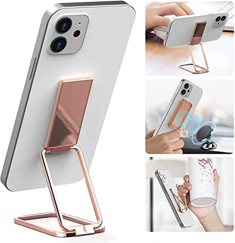 ISKIP Supporto ad anello per cellulare, regolabile, con rotazione a 360°, in metallo, pieghevole, compatibile con smartphone, tablet, supporto magnetico per auto, colore: oro rosa