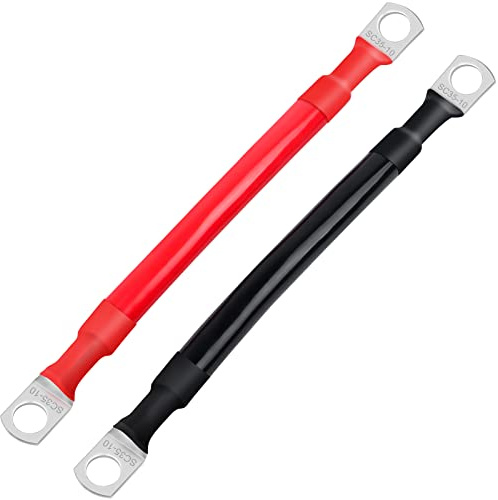 JatilEr 2 cavi per batteria 12 V M10, cavi batteria da 15 cm, cavo per batteria auto 35 mm rame puro, cavi per batteria 12 V, resistenti, per moto, batterie solari auto, cavi di messa a terra auto