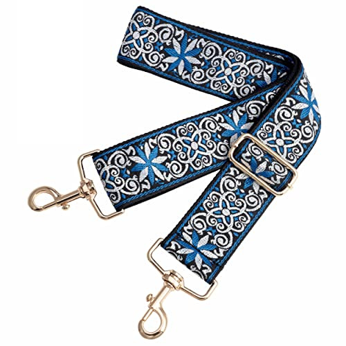 Correa para bolso, correa de repuesto ajustable para bolso de 2 pulgadas de ancho, correa cruzada multipatrón, flor azul, L, moderna