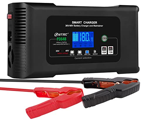 Haisito P3648 Ladegerät Autobatterie 36V 18A/48V 13A, Intelligent Schnell Batterieladegerät KFZ, Erhaltungsladegerät Desulfator für Lithium LiFePO4 Bleisäure AGM Auto Motorrad Golfwagen EZGO TXT