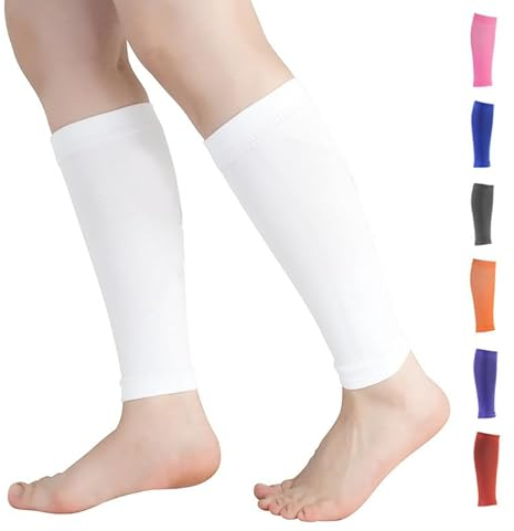 Novetec Waden Kompressionsstrümpfe für Männer und Frauen (20–30 mmHg) –stützstrümpfe zum Laufen, Radfahren, Unterstützung bei Schienbeinkantensyndrom, Reisen(Weiß, M)