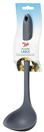 Tala Silicone Ladle in Grey Colour, Heat Resistant up to 240 Degrees and Ideal for Serving All Tasks of Sauces and Soups, Ideal to use with Non-Stick cookware, Dishwasher Safe