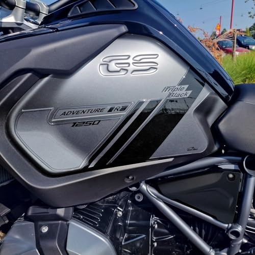 Resin Bike Motorcycle 3D Stickers Compatible with Bmw R 1250 GS Adventure Triple Black 2021-2024. Tank Side Protections from Impact and Scratches. Resin Stickers - Gadget Moto