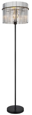 GLOBO STEHLEUCHTE - SCHWARZ MATT - METALL - RAUCHGLAS - 1-FLAMMIG - H 152 CM