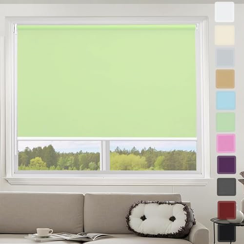 Verdunkelungsrollo Klemmfix ohne Bohren 80 x 120 cm Sichtschutz und Sonnenchutz,ohne Bohren Rollos für Fenster,Rollo Klemmrollos mit Klemmträger, für Fenster und balkontür, Grün