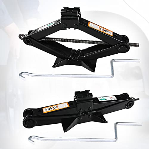 Wagenheber 2 Tonnen - Scherenwagenheber für Auto und SUV - Tragbar Autoheber Set it Handkurbel - Hubhöhe 105-385mm - Klein Scherenheber für Auto Wartung und Reparatur