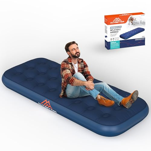Vivo Technologies Single Airbed for Adults, Waterproof Single Blow up Camping Bed, Air Bed Air Mattress Single Blow Up Mattress Quick Inflatable Mattress for Travel, Camping