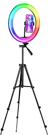 Lampada Circolare a Distanza Morbida a Colori RGB da 26 cm con Supporto per treppiede Illuminazione di riempimento per Fotografia Selfie Registrazione Video RingLight (Dimensione D 1)