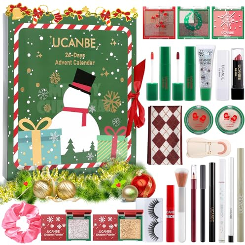UCANBE Adventskalender Makeup 2025 Beauty, 24 Tage Make Up Adventskalender, Entdecken Sie jeden Tag neue Beauty-Erlebnisse, Weihnachts-Countdown-Kalender Geschenksets für Frauen Damen | Make Up Adventskalender,Entdecken Sie jeden Tag neue Beauty-Erlebnisse,Weihnachts Countdown Kalender Geschenksets