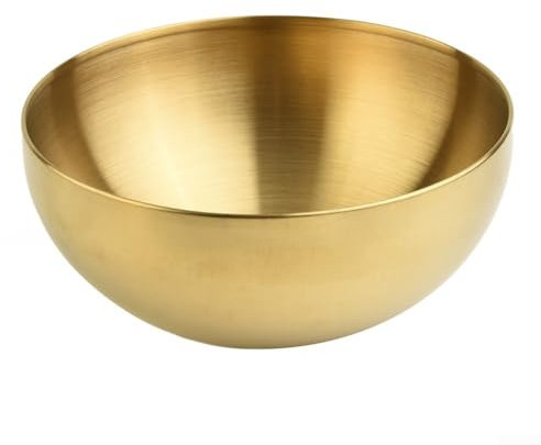 Cloudpower Saladier de fruits en acier inoxydable - 20 cm - Doré - Saladier rond - Pour riz, nouilles, ramen - Vêtement de cuisine polyvalent (20 cm doré)